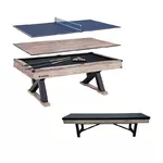 Billiards Table 3-in-1 inSPORTline Residento w/ Bench - Light Wood