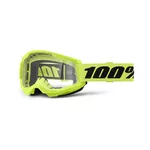 Motocross Goggles 100% Strata 2 New - Neon Yellow, čiré plexi