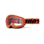 Motocross Goggles 100% Strata 2 New - Orange, čiré plexi