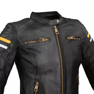 Women’s Leather Motorcycle Jacket W-TEC Stripe Lady - Black