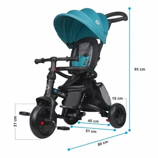 Three-Wheel Stroller w/ Tow Bar Coccolle Alegra - Turquoise Tide