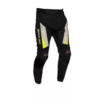 Men’s Leather Moto Pants Spark ProComp - Black-White-Fluo - Black-White-Fluo