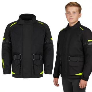 Adjustable Children’s Motorcycle Jacket W-TEC Pinapoco - Black-Fluo