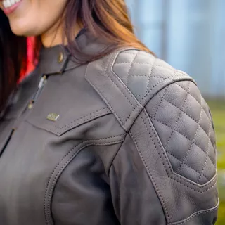 Women’s Leather Motorcycle Jacket W-TEC Kaika - Brown