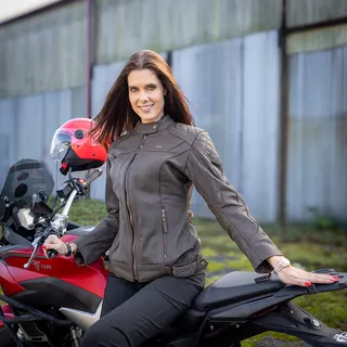 Women’s Leather Motorcycle Jacket W-TEC Kaika - Brown