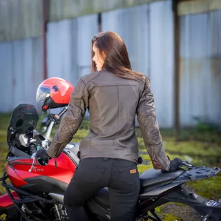 Women’s Leather Motorcycle Jacket W-TEC Kaika - Brown