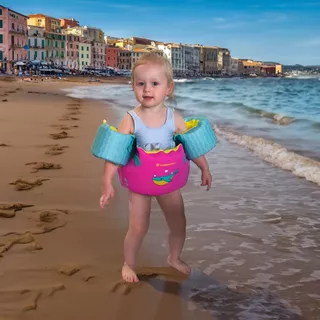 2-in-1 Children’s Pool Float Vest w/ Water Wings inSPORTline Banarito - Pink