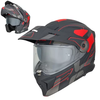 3-in-1 Flip-Up Motorcycle Helmet W-TEC Neovu Graphic - černo-červená
