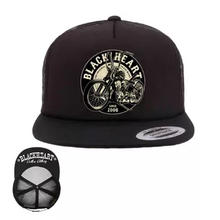 Snapback Hat BLACK HEART Chopper King Trucker BLK - Black