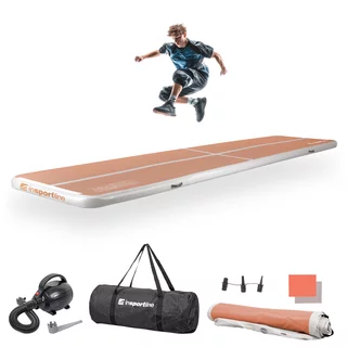 Inflatable Exercise Mat inSPORTline Airstunt 500 x 100 x 10 cm Mocha Mousse w/ Electric Pump