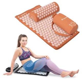 Acupressure Mat and Pillow inSPORTline Alavea II - Black - mocha mousse-růžová