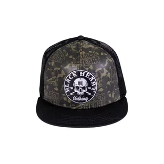 Snapback Hat BLACK HEART Bastard Skull Trucker - Khaki-Black - Khaki-Black