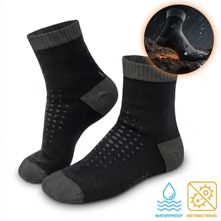 Waterproof Bamboo Ankle Socks inSPORTline Pantris AG+ Antibacterial - Black