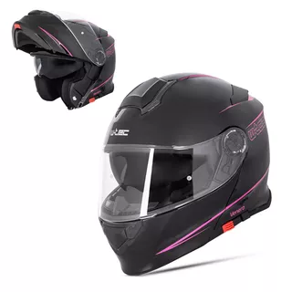Flip-Up Motorcycle Helmet W-TEC Venero - Glossy Black-Gold - Rosanero