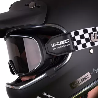 Vintage Motorcycle Goggles W-TEC Chesster - šachovnice
