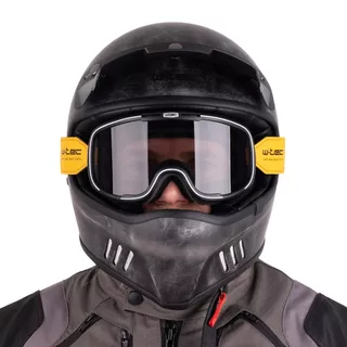 Motorcycle Helmet W-TEC Retron w/ Chesster Goggles - Striped Silver