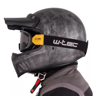 Motorcycle Helmet W-TEC Retron w/ Chesster Goggles - Striped Silver