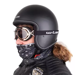 Chopper Helmet W-TEC Badachos w/ Steamrust Goggles