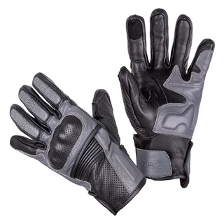 Leather Motorcycle Gloves W-TEC Boldron - Black-Grey