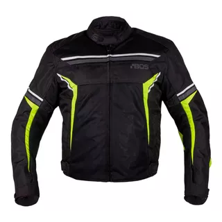 Men’s Motorcycle Jacket BOS Laganas - Full Black - Black/Yellow