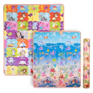 Roll-Up Children’s Mat inSPORTline Lhotino 150 x 180 x 1.5 cm - Řeka/Oceán - Puzzle/Moře