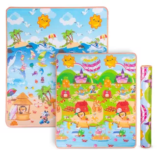 Roll-Up Children’s Mat inSPORTline Lhotino 150 x 180 x 1.5 cm - Řeka/Oceán - Pláž/Farma
