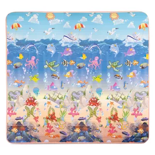Roll-Up Children’s Mat inSPORTline Lhotino 200 x 180 x 1.5 cm - Řeka/Oceán