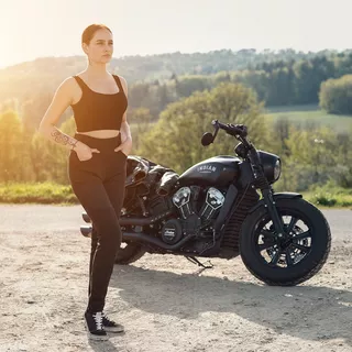 Women's moto leggings W-TEC Woposum - Black