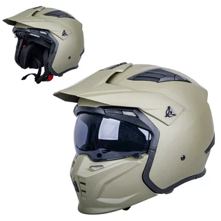 Modular Motorcycle Helmet W-TEC Badalone Army - béžová matná