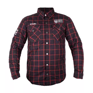 Motorcycle Shirt W-TEC Black Heart Rattlesneak - červeno-černá kostkovaná - černá s červeným pruhem