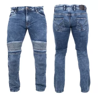 Men’s Motorcycle Jeans BOS Micas - Gray - Acid Blue