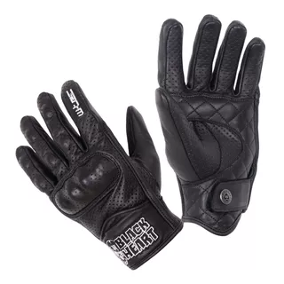 Leather Motorcycle Gloves W-TEC Black Heart Rookah - Black - Black