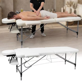 2-Section Aluminum Massage Table inSPORTline Morrani (186 × 60 × 62.5–85.5 cm) - Cream