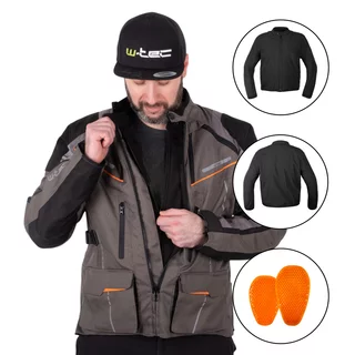 Touring Motorcycle Jacket W-TEC Smackton - Grey Orange