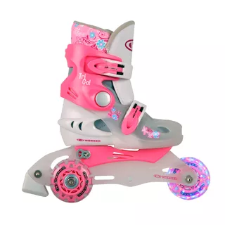 Children’s Inline skates WORKER TriGo Skate LED – with Light-Up Wheels - Pink