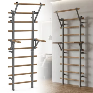 Wall Bars inSPORTline Wootaline 199 x 80 cm w/ Pull-Up Bar & Parallel Bars, Gray