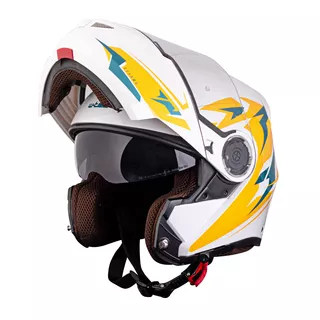 Flip-Up Motorcycle Helmet W-TEC Vexamo PI Graphic w/ Pinlock® - Black Graphic