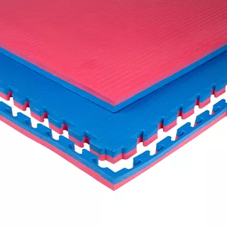Tatami Puzzle Mat inSPORTline Malmeida 100 x 100 x 4 cm - červeno-modrá, stéblový vzor