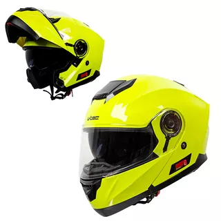 Flip-Up Motorcycle Helmet W-TEC Cullo - Fluo Yellow