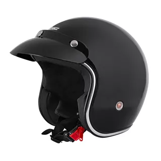Motorcycle Helmet W-TEC YM-629 - Glossy Black with Brown Padding - Glossy Black with Black Padding