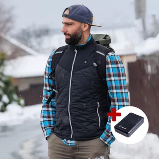 Men’s Heated Vest inSPORTline WARMhim w/ 10,000 mAh Power Bank - Black