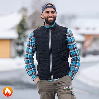 Men’s Heated Vest W-TEC HEATstem w/ 10,000 mAh Power Bank - Black