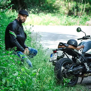 Leather Motorcycle Jacket W-TEC Montegi - Matte Black