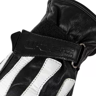 Motorcycle Gloves W-TEC Classic - Jawa Black with Red and Beige Stripe