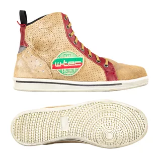 Motorcycle Shoes W-TEC SmokinJoe - Beige with Red Stripe