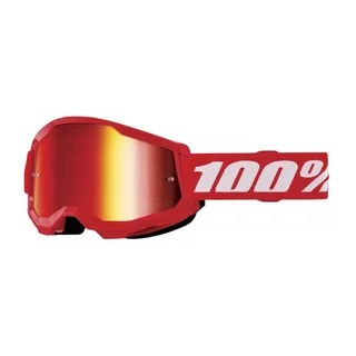 Children’s Motocross Goggles 100% Strata 2 Youth Mirror - červená, červené plexi