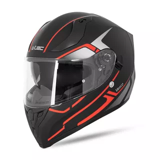 Full-Face Motorcycle Helmet W-TEC Vesco - Glossy Black-Neon Yellow - Black Matt-Corsa Red