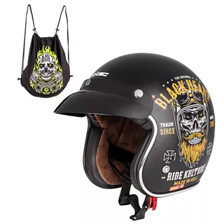 Motorcycle Helmet W-TEC Kustom Black Heart - Starter, Matte Black - Ride Culture, Matte Black