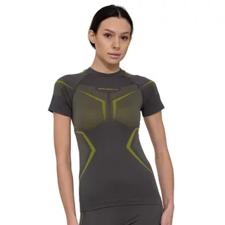 Women's Short-Sleeve Performance Shirt Brubeck Dry SS1465W - Grey/Lime