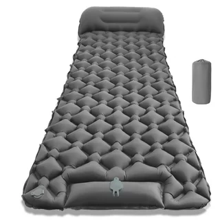 Inflatable Sleeping Pad w/ Integrated Pump inSPORTline Soultea 190 x 60 x 6 cm - Grey